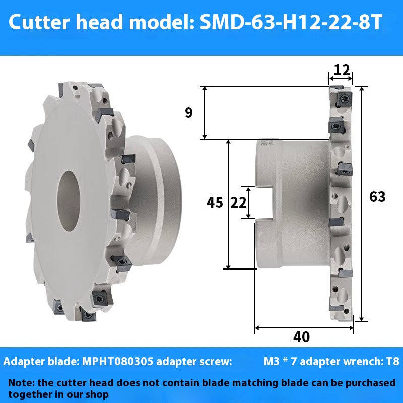 2082-CNC SMP 3 face and face milling cutter head saw blade sleeve indexable milling T-slot cutter head MPHT06 0812 Shandong Denso Pricision Tools Co.,Ltd.